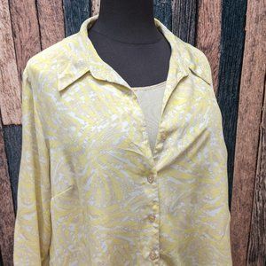 Yellow and Tan Roll Sleeve Top